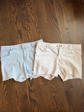Cat & Jack Light Blue and Cream Denim Cutoff Shorts Duo